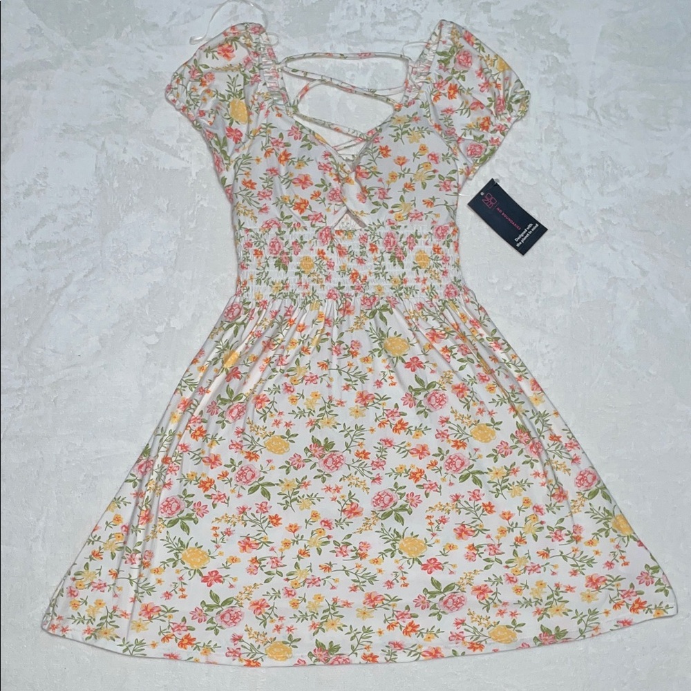 No Boundaries Floral White Sundress with Pink & Yellow Flowers